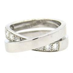 Cartier Nouvelle Bague Crossover Diamond 18 Karat White Gold Band Ring 