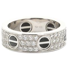 Cartier Ladies Pave Diamond Gold Love Ring 7
