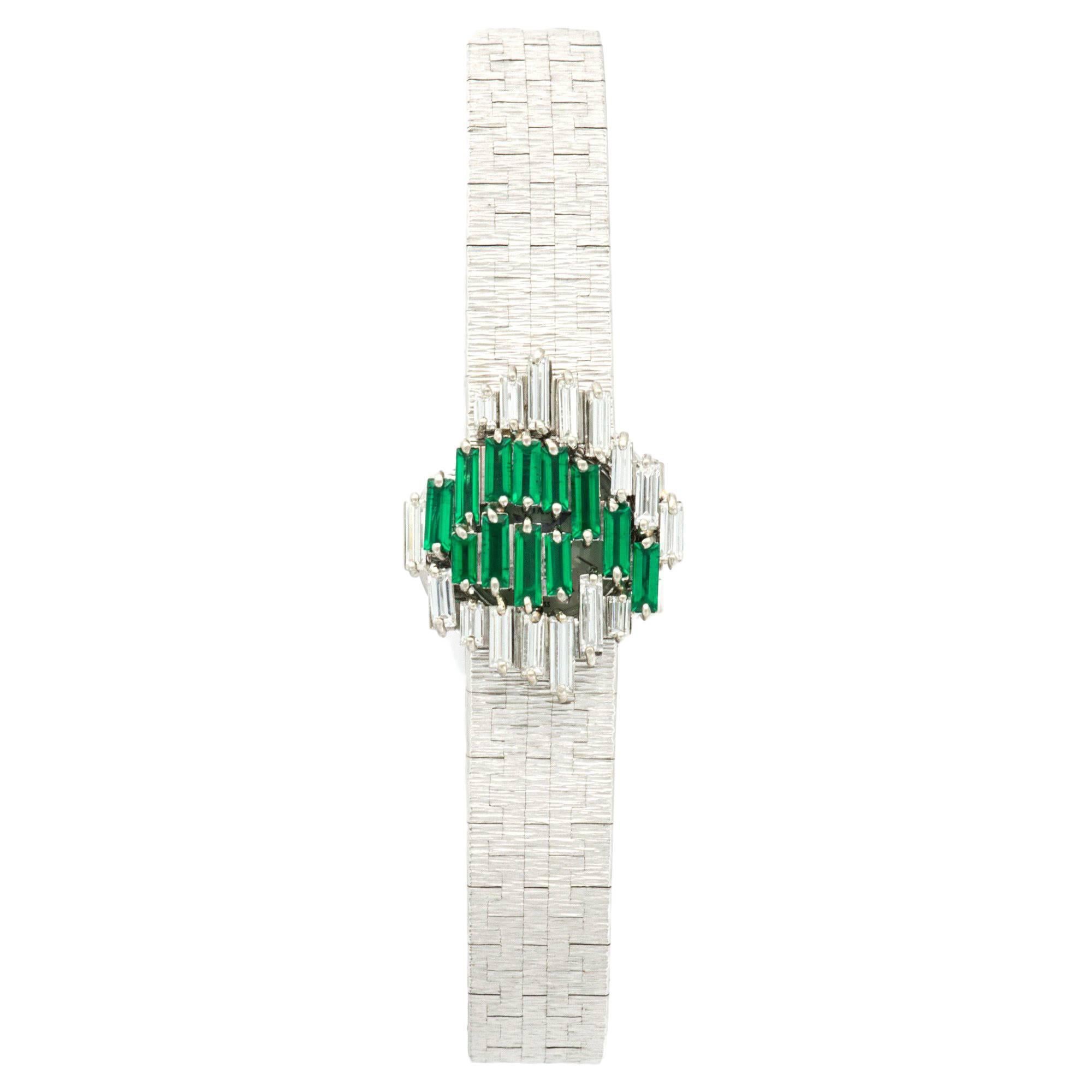 Piaget White Gold Diamond Emerald Manual Wind Covered Wristwatch