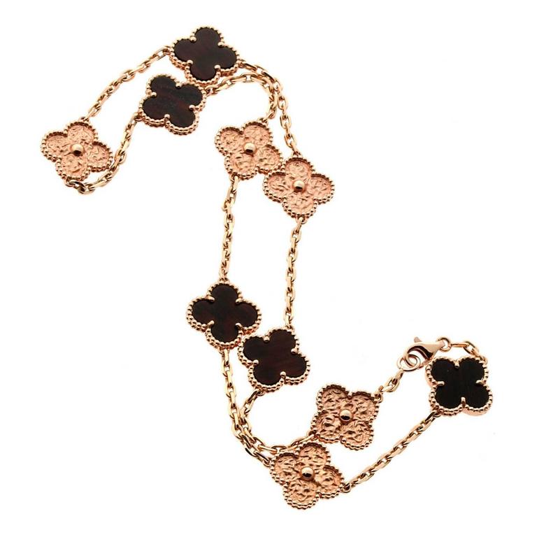 Limited Edition Van Cleef and Arpels Alhambra Letterwood Gold Necklace