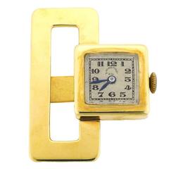 Antique 1920s Tissot Yellow Gold Mechanical Movement Lapel Watch 