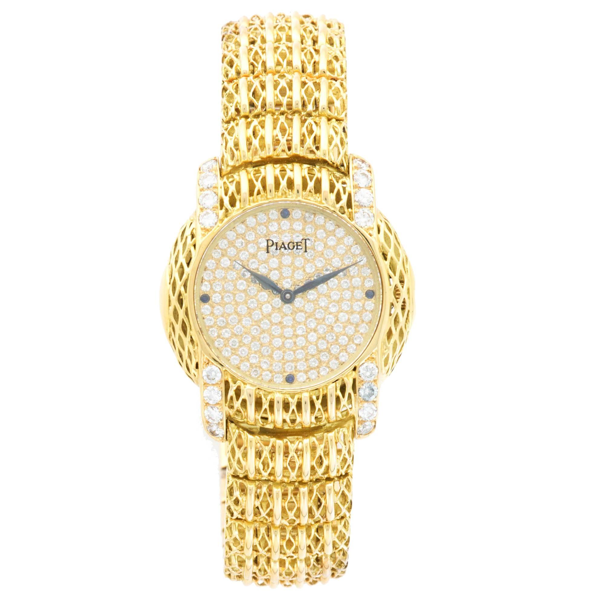 Lady's Piaget Yellow Gold Diamond & Sapphire Bracelet Watch