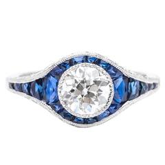 Glorious Sapphire Diamond Platinum Engagement Ring