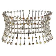 12 Carat Fancy Diamonds Modern Wide Gold Bracelet