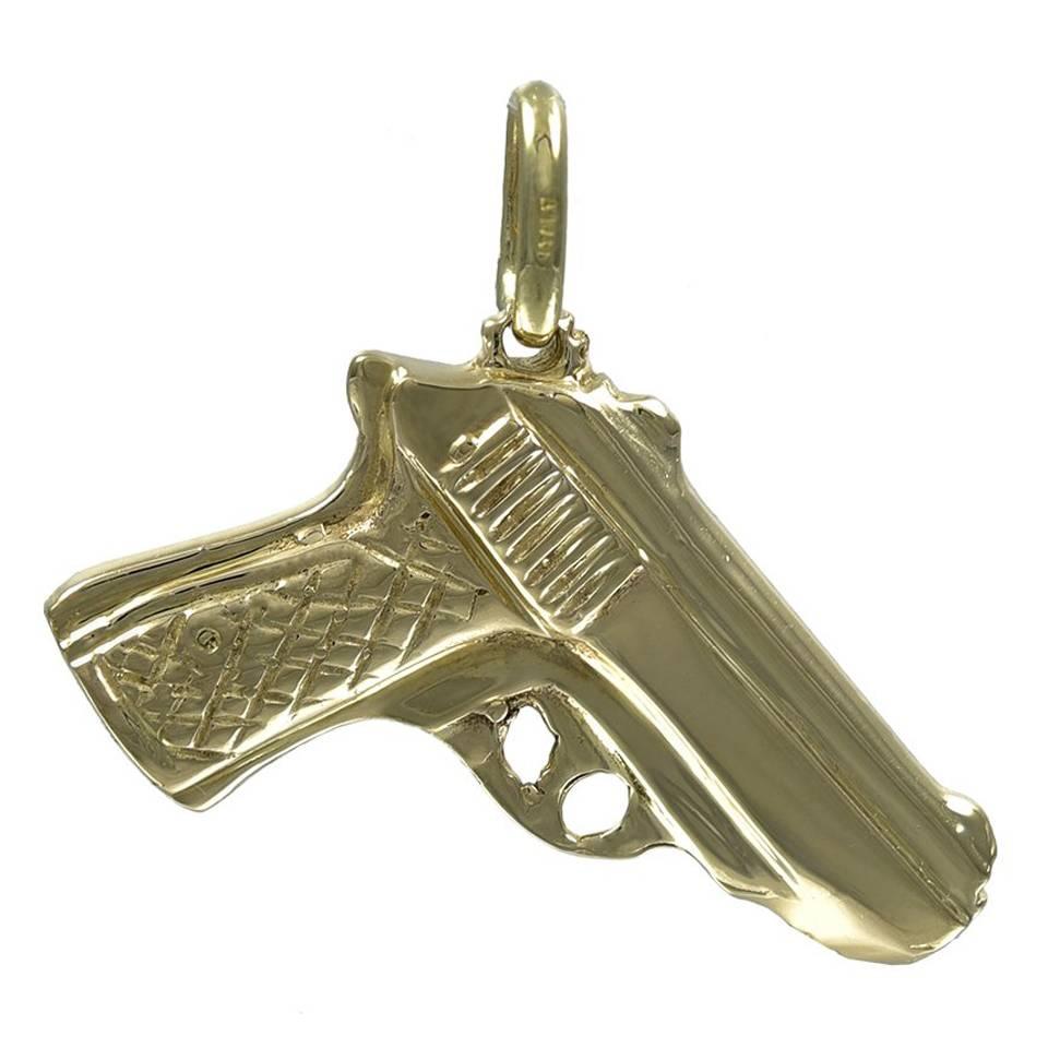 Heavy Gold Pistol Charm For Sale