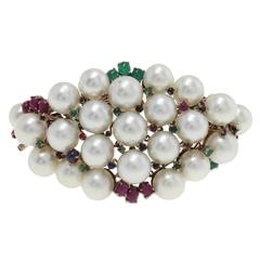 Luise Pearl Ruby Emerald Sapphire Diamond Silver Gold Bracelet 10