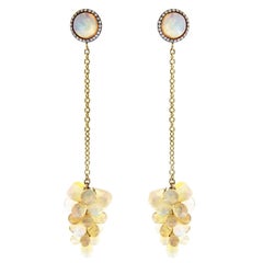Jona Opal Cluster Diamond 18 Karat Yellow Gold Pendant Earrings
