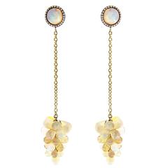 Jona Opal Cluster Diamond Gold Pendant Earrings 9