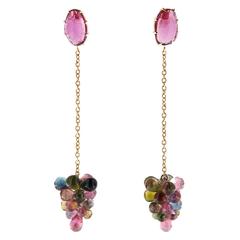 Jona Multi-Color Tourmaline Gold Pendant Earrings 6