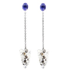 Jona Tanzanite Moonstone Cluster 18 Karat White Gold Pendant Earrings