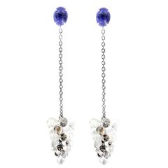 Jona Moonstone Cluster Tanzanite Gold Pendant Earrings 4