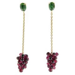Jona Rhodolite Garnet Cluster Tsavorite Gold Pendant Earrings 9