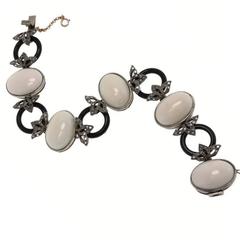 Luise Coral Black Agate Bracelet with Diamonds in Silver and Gold