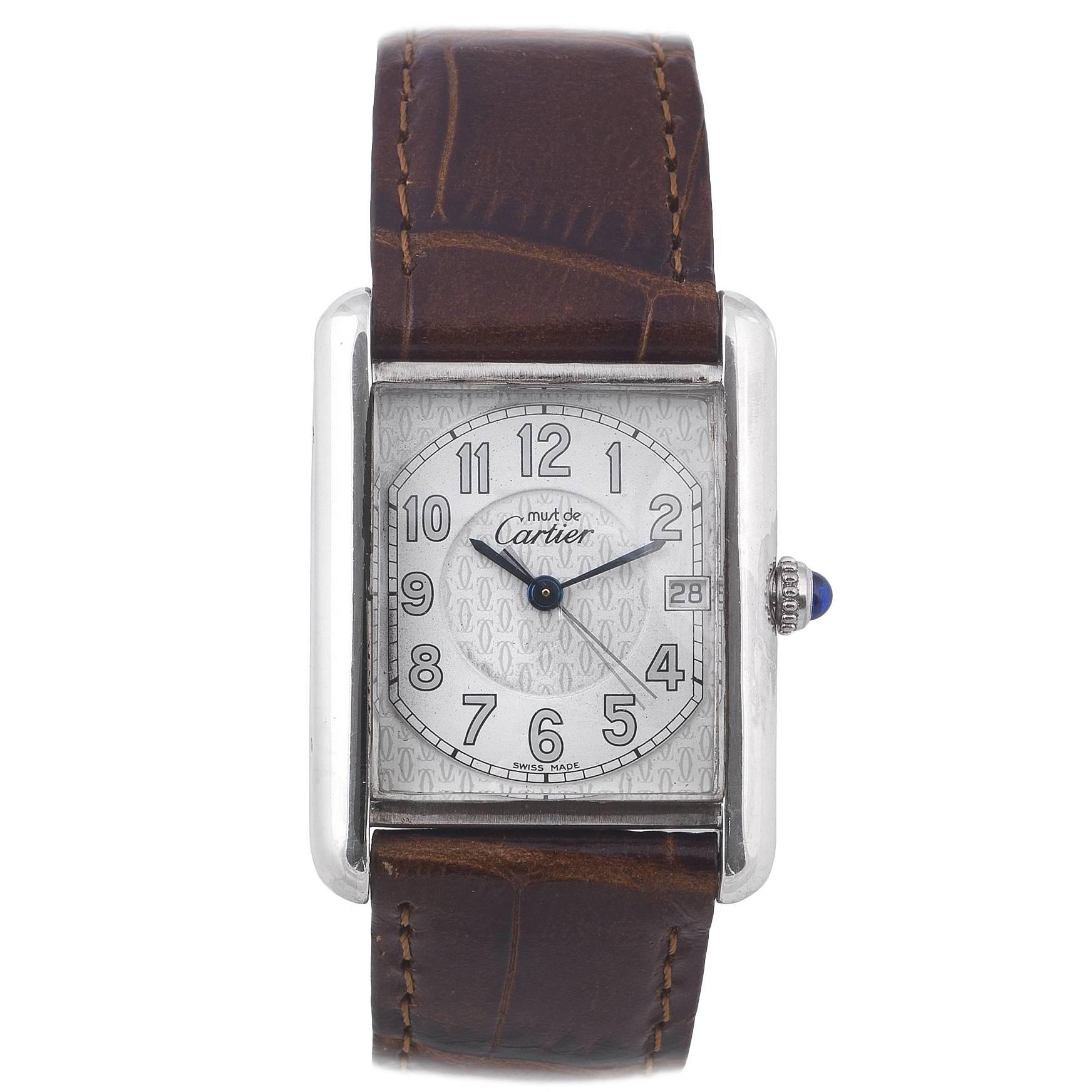 Cartier Ladies Sterling Silver Must de Cartier Tank Quartz Wristwatch