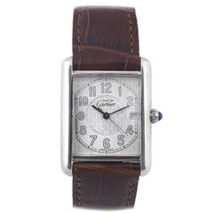 Retro Cartier Ladies Sterling Silver Must de Cartier Tank Quartz Wristwatch