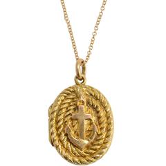 Victorian "Coiled Rope & Anchor" Gold Locket