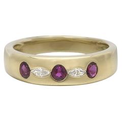 Retro Chaumet Ruby Diamond Gold Band Ring