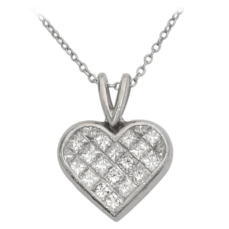Ritani Diamond platinum Heart Pendant For Sale