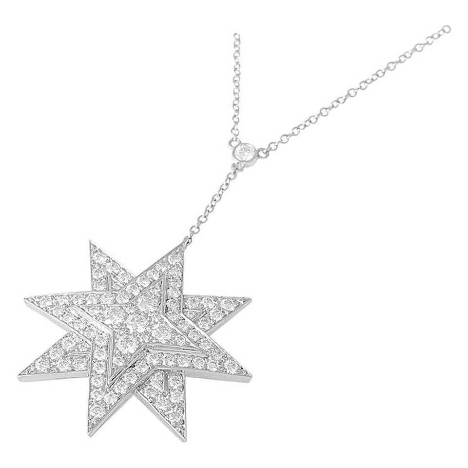 Tiffany 
Co. Diamond Platinum Eight-Point Star Pendant Necklace
