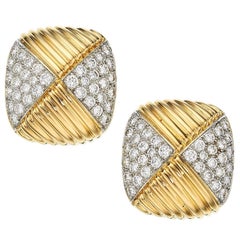 Diamond Gold Clip Earrings