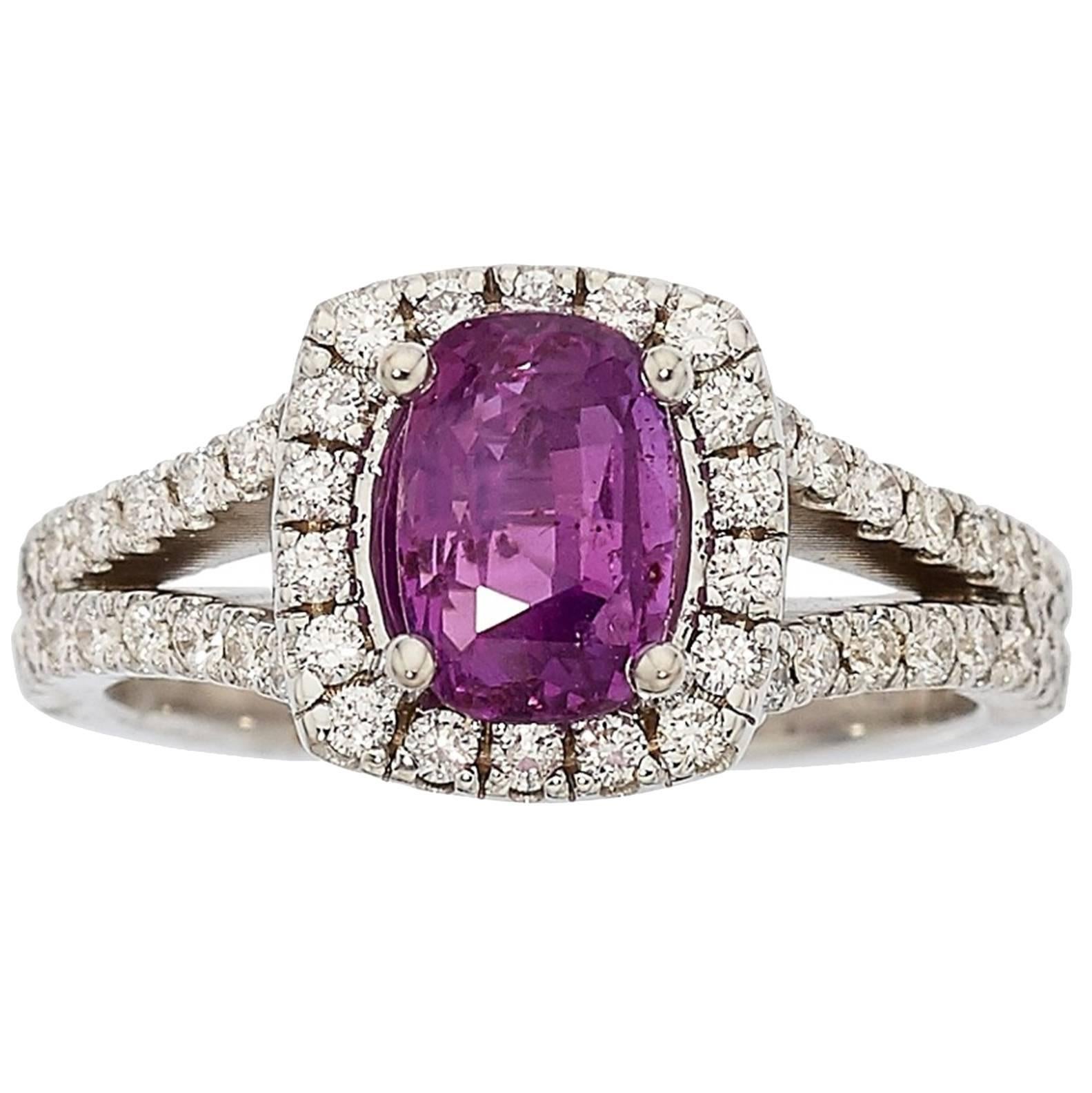 Purple Pink Sapphire Diamond Gold Ring