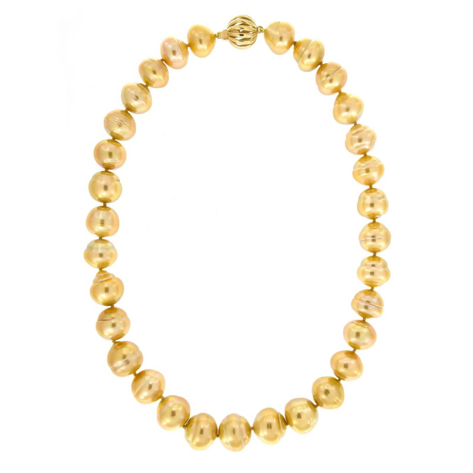 Golden South Sea Pearl and Gold Necklace