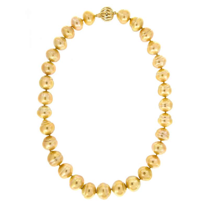 Golden South Sea Pearl and Gold Necklace at 1stDibs