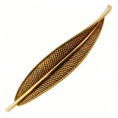 Used Sterle Paris Gold Leaf Pin Brooch Clip