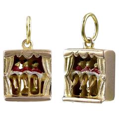 Vintage Fabulous Gold and Enamel Can Can Mechanical Charm