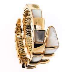 Bulgari ladies Mother of Pearl Yellow Gold Serpenti Bracelet 2