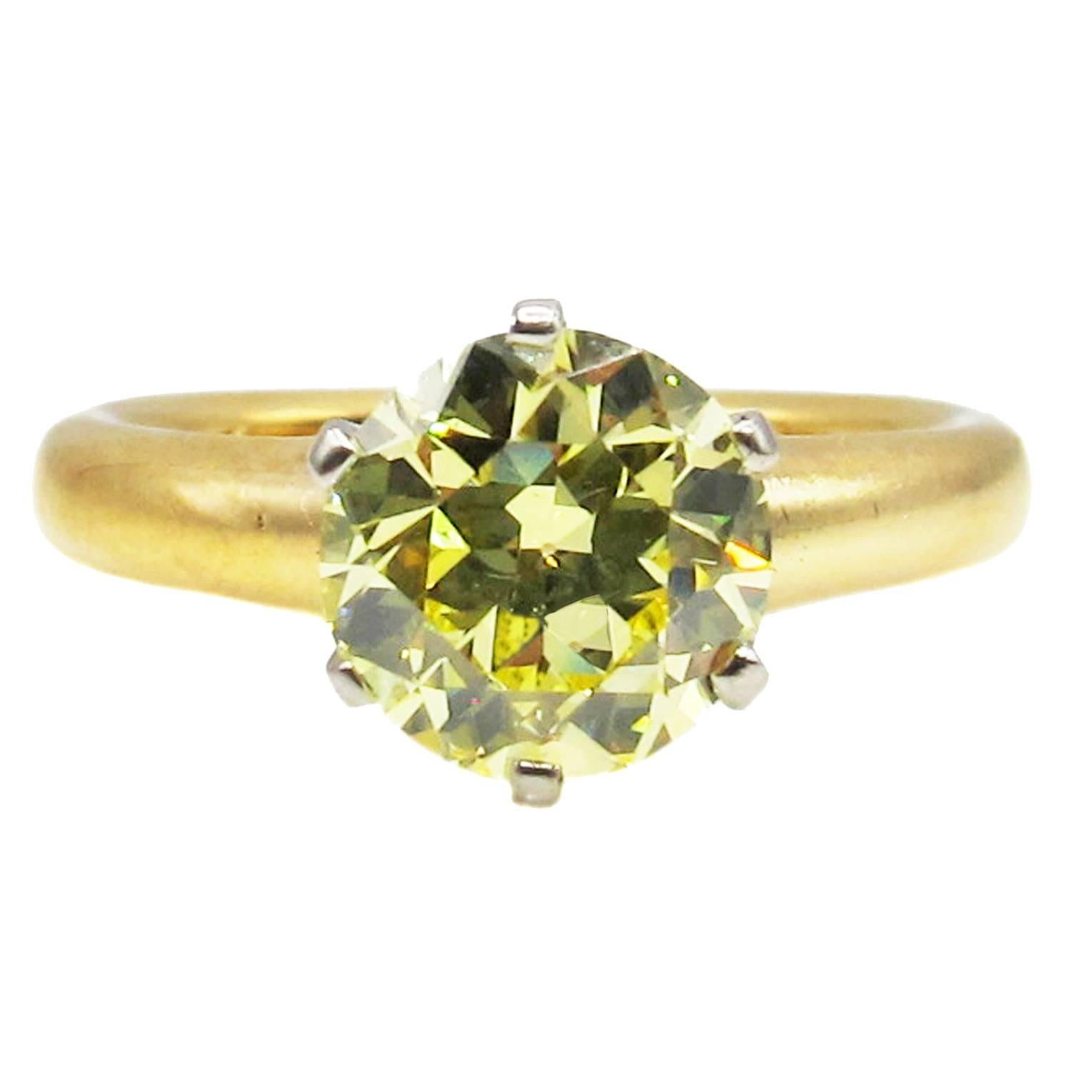 Antique Belle Epoque T.B. Starr Canary Yellow Diamond  Ring