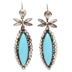 Cheerful Blue and Cut Steel Earrings c. 1830 12