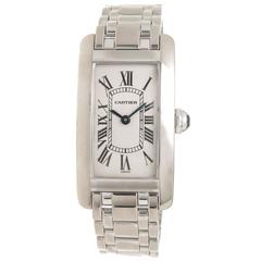 Cartier ladies White Gold Tank American Quartz Wristwatch