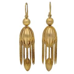 Antique Victorian English gold fancy drop earrings 11