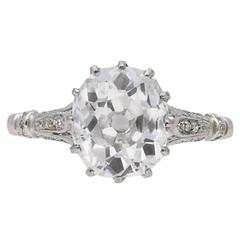 1920s Art Deco old mine 2.45 carat diamond platinum solitaire ring 3