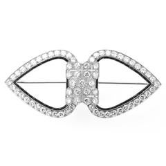 Diamond & Enamel Platinum Brooch 2