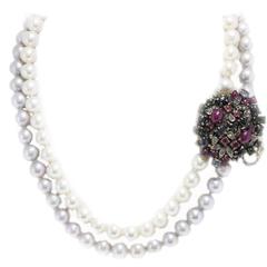 Luise Beaded Necklace with Gold and Silver Clasp