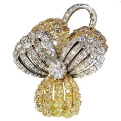 Antique Victorian Coloured Diamond Silver Gold Pansy Pendant Brooch