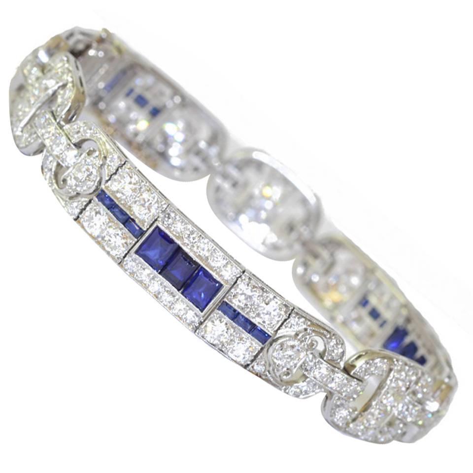Art Deco Tiffany & Co. Sapphire Diamond platinum Bracelet 