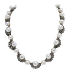 Luise Pearl Diamond Silver Gold Necklace 2