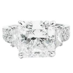 4.86 Carat GIA Radiant Cut Diamond Pave Platinum Ring 5