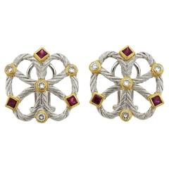 Buccellati Ruby Diamond Gold Earrings
