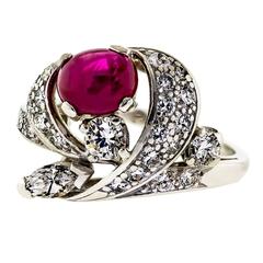 Vintage Circa 1935 Platinum Ruby Diamond Ring Vintage Circa 1935 Platinum Ruby Diamond Ring
