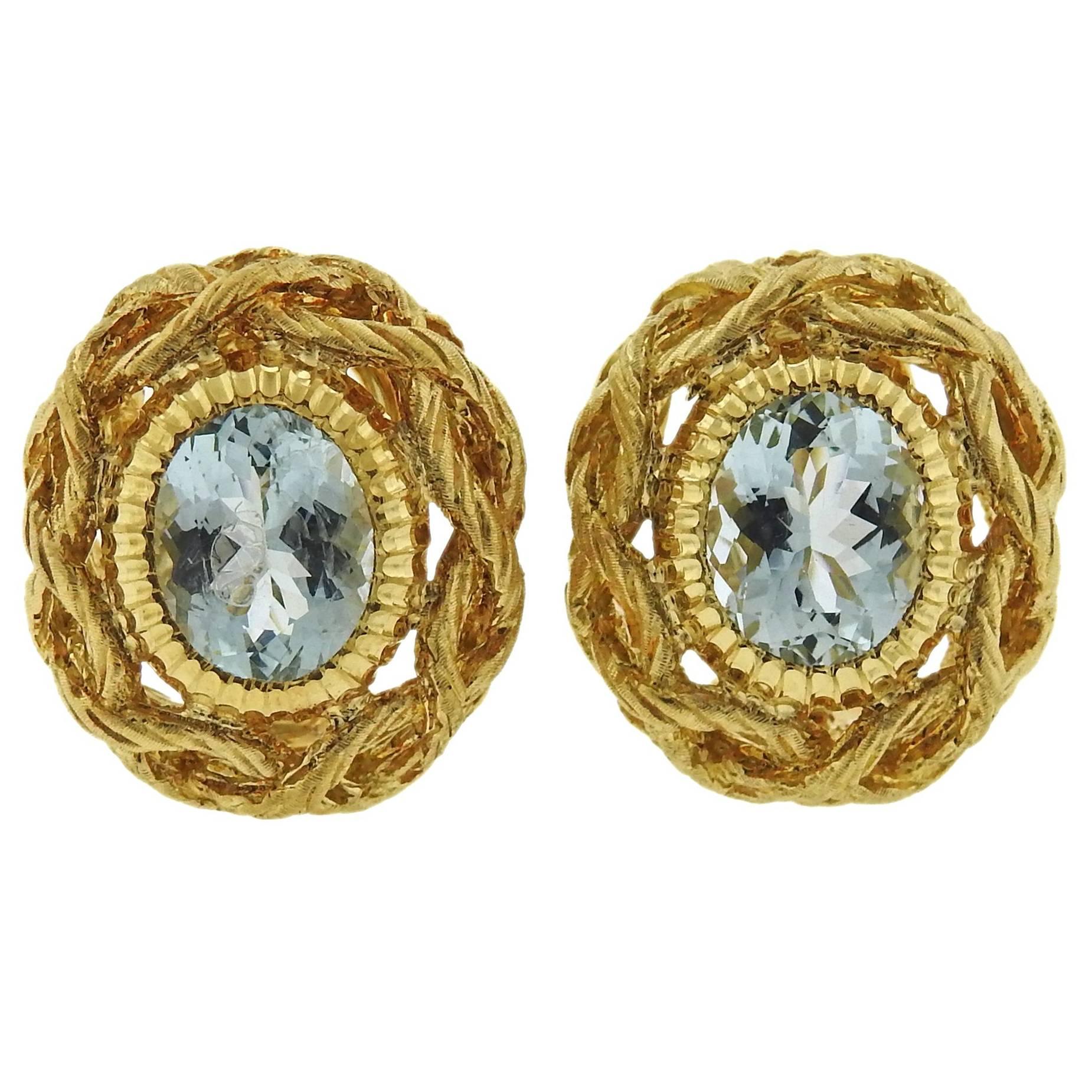 Buccellati Aquamarines Gold Earrings
