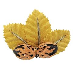Buccellati Silver Gold Leaf Brooch Pin 9