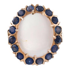 Cabochon Moonstone Sapphire Gold Cluster Ring