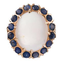 Cabochon Moonstone Sapphire Gold Cluster Ring 8
