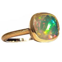 Geoffrey Good Faceted Sudanese Rainbow Opal One of a Kind Gold Ring 1