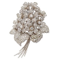 Vintage Diamond Gold Flower Bouquet Brooch