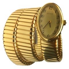 Bulgari Ladies yellow gold Tubogas Bracelet Wristwatch 